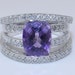 14K White Gold Diamond & Cushion-Cut Amethyst Multi Row Pave Set Ring