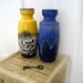 Vintage SCHEURICH /set of 2 Fat Lava vases /West German Pottery / YELLOW BLUE