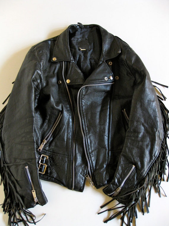 Vintage Women's Black Leather Motorcycle Jacket