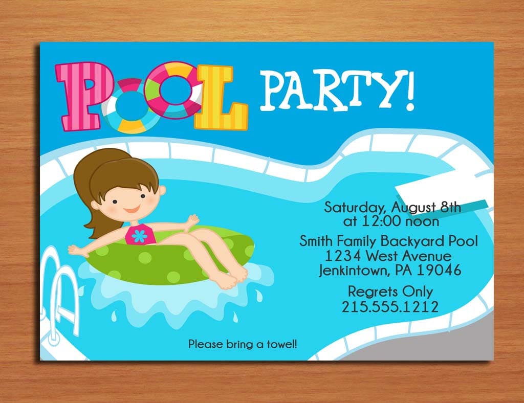 Pool Party Invitation Cards Free 9