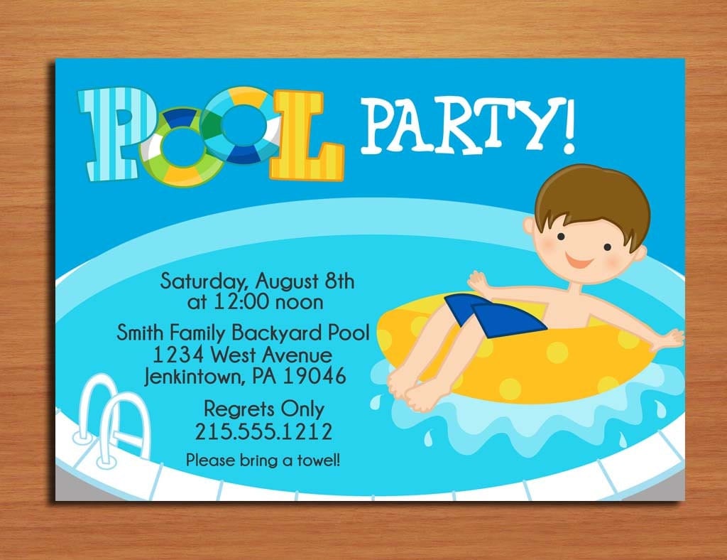 Free Printable Pool Party Invitation Cards 3