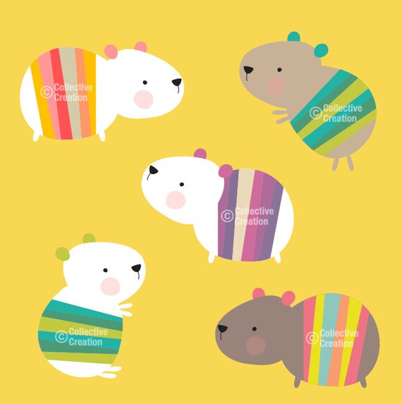 Items similar to Guinea Pig Digital Clip Art Clipart Set - Personal and