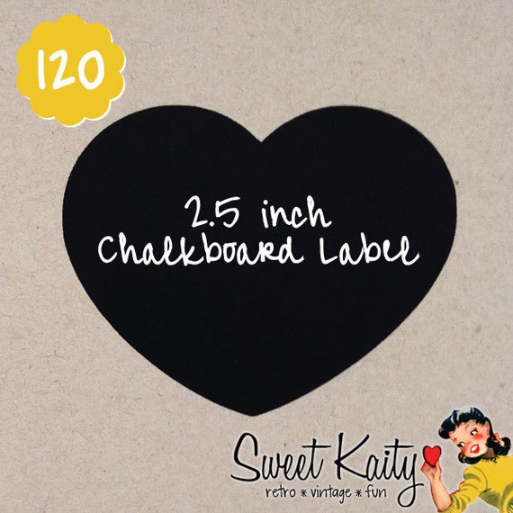 120 Heart Chalkboard Labels with Chalk - 2.5 inch Heart - DIY Mason Jars, Wedding Favors, Party Favors, Organization, Pantry, Storage Il_570xn