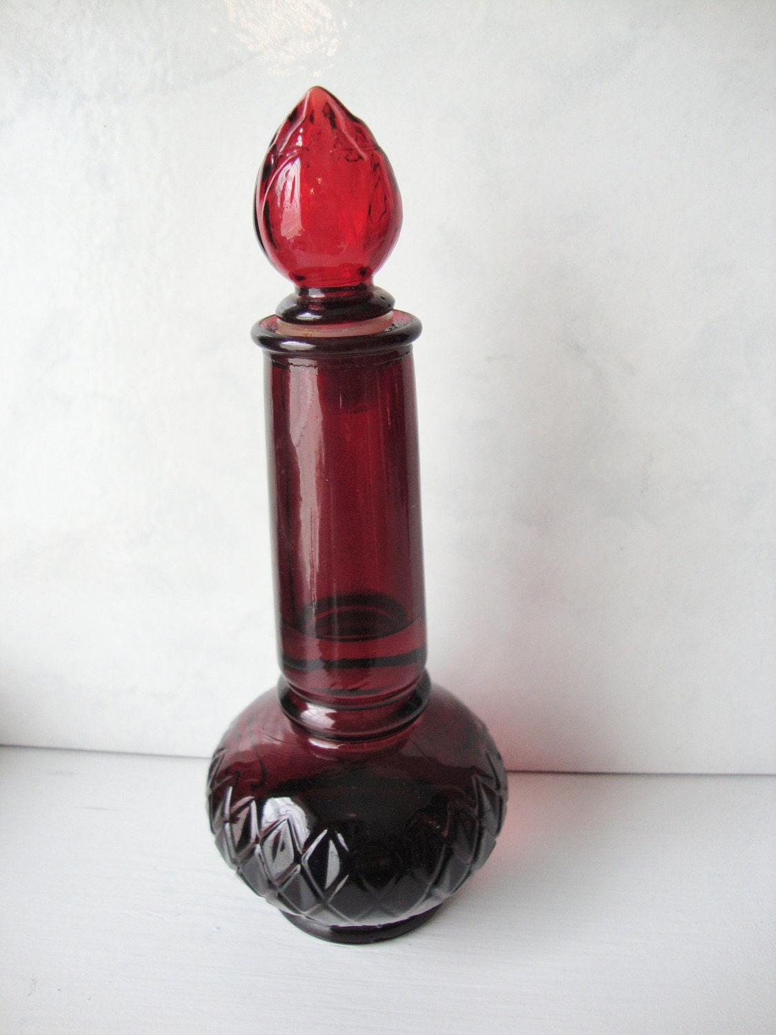 Avon Red Glass Perfume Bottlevase To A Wild Rose