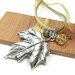 Maple Leaf Necklace Silver Leaf Charm, Brown Crystal Acorns