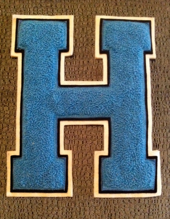 Varsity Vintage Letter Light Blue H by MinimalistCouple on Etsy