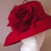 Vintage Red Hat ladies wide brim flower & feathers English Royalty style