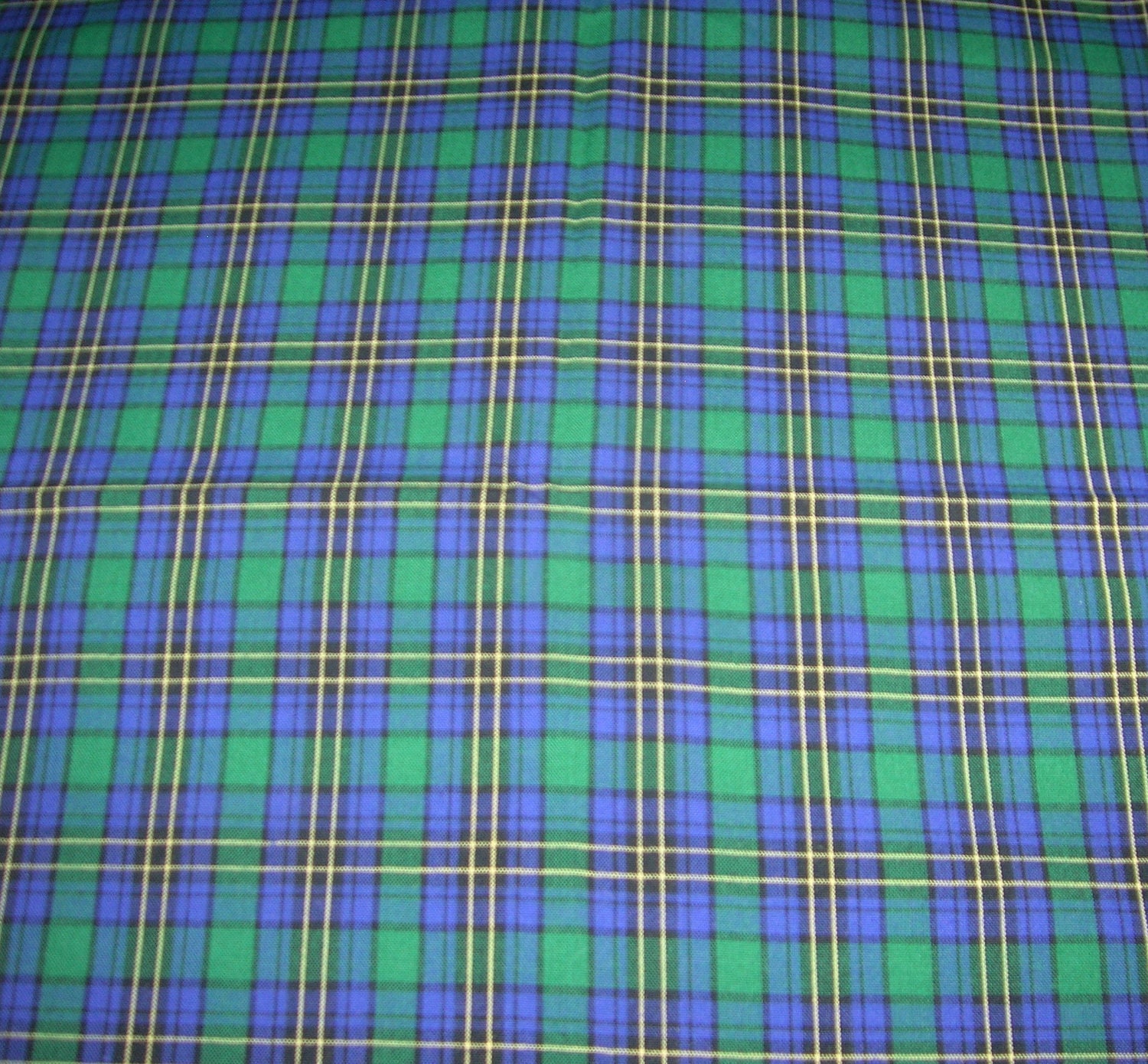 Vintage Cotton Tartan Plaid Fabric Blue Green by SewingDesigns
