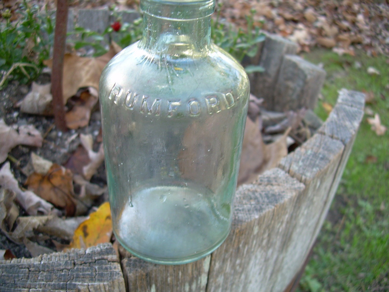 Old Rumford Aqua Glass Bottle