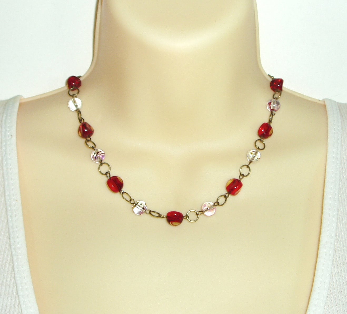Items similar to Red Beaded Choker Necklace - Ruby Red Beaded Necklace ...
