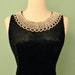 Flapper Style Black Velvet Dress with Pearl Collar - Crushed Velvet 80s Does 20s 30s 40s - Great for Halloween Costume or Dancing