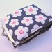 Credit card wallet Slate grey gray White Flowers Business card case Frame purse