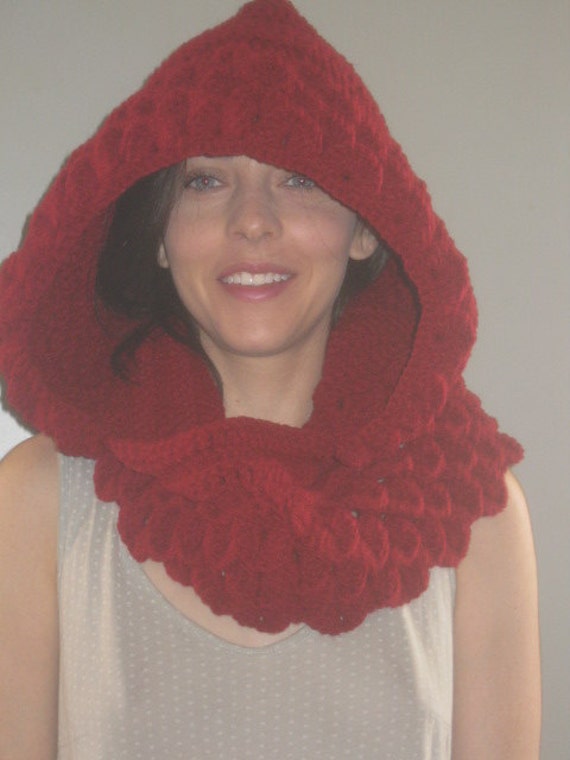 Red Riding Hood Scarf Hoodie Combo Red Scarf and Hood