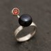 Black Pearl Ring - Black Pearl and Red Garnet Ring - Red Garnet Ring - Pearl Ring - Made to Order - Free Shipping