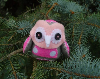 Owl Countryside Softie Pink Plush Plushie Soft Art Doll Stuffed Animal Woodland Owl