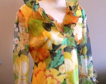 vintage dress ... MAXI 70s FLORAL formal sweet vintage dress ...
