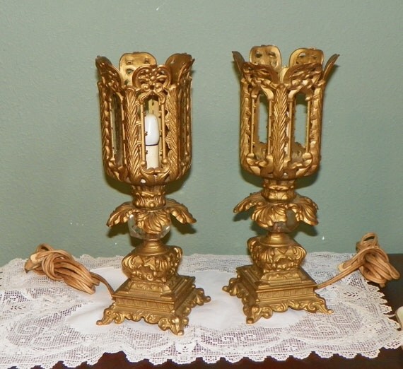 Antique Set Lamp Desk Boudoir Vanity Banquet Lights Metal