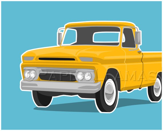 Vintage Truck wall art GMC Pickup childrens wall by PaperLlamas