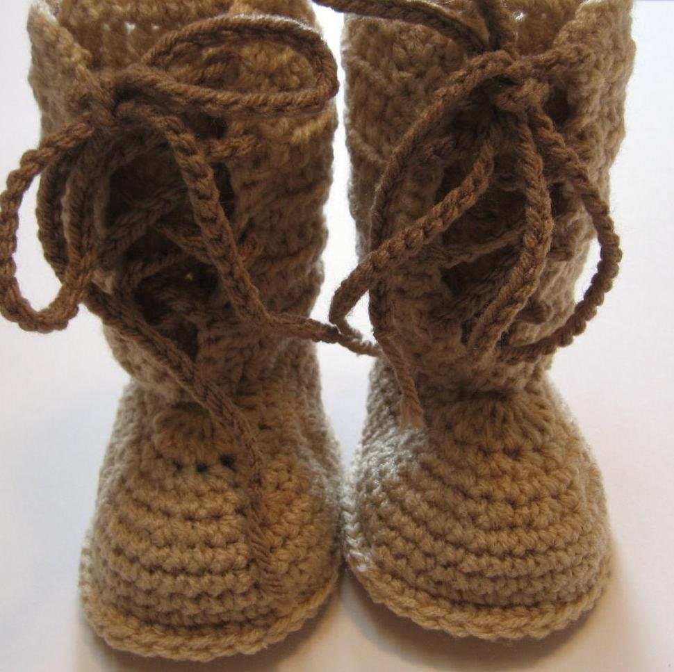 Crochet baby booties. Infant and toddler sizes. Work boots