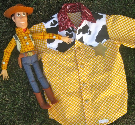 woody toy story yellow plaid shirt