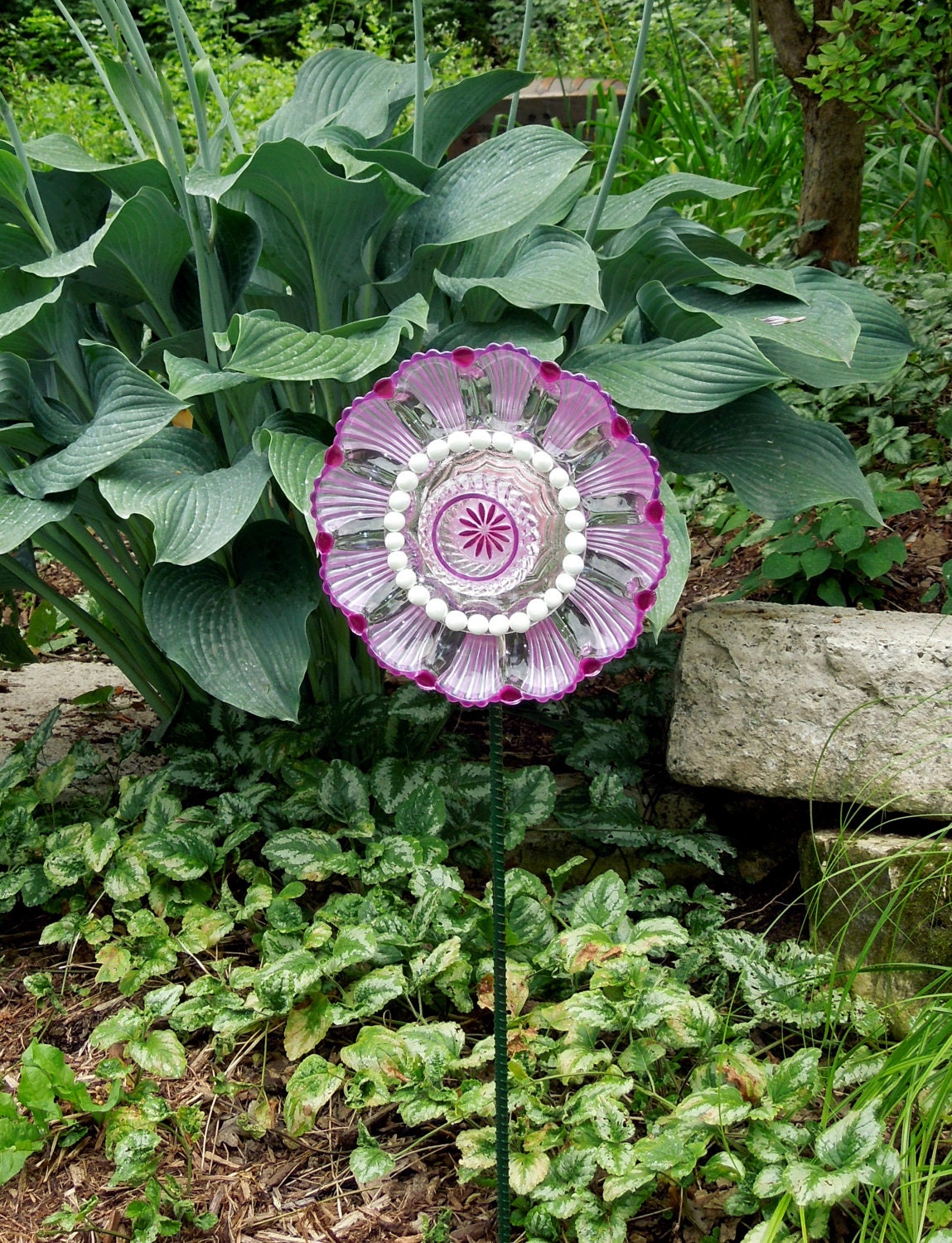 GARDEN stakes and YARD sun catcher made with recycled
