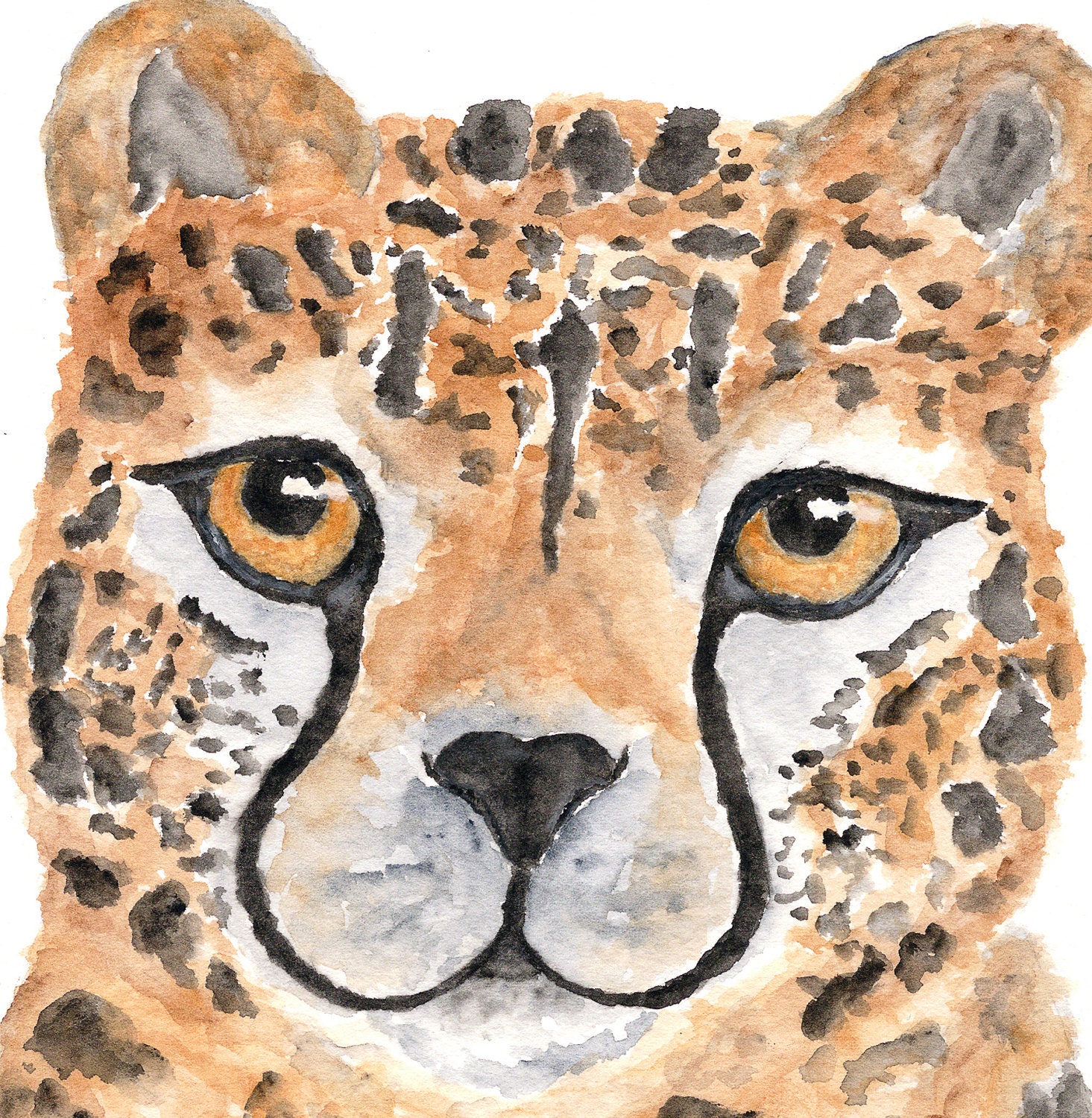 original watercolor cheetah painting nursery wall art