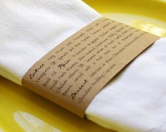 Kraft Napkin Ring Menus: Handmade Custom Wedding Menu. Napkin Holder. Rustic Wedding Decor. Wedding Table Decor. Personalized. Kraft Paper.