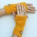 Crochet button arm warmers, wrist warmers, fingerless gloves, mittens in sunset gold