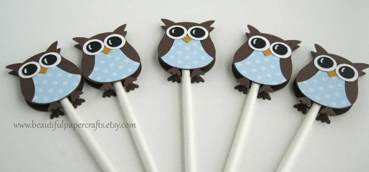 Baby Blue Owl Cupcake Toppers Owl Baby Shower