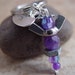 Plum Purple Beaded Silver Wingnut "Love" Heart Petite Angel Charm Keychain