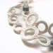 White necklace silk-linen crochet with dusk blue ceramic beads