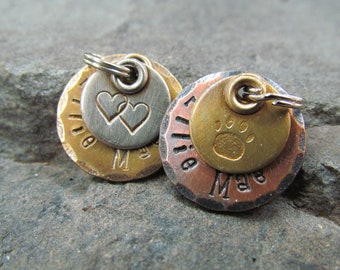Dog tag - Pet tag - Pet Id Tag- Copper, Nickel/Silver, Brass - Hand stamped Engraved Personalized