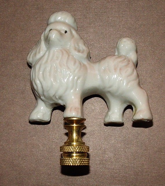 Vintage Handmade Porcelain Poodle Dog Lamp Finial by INeedANewHome