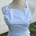 Upcycled Womens' Apron, White with Blue Polka Dots, Made from Men's Nautica Dress Shirt