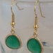Faceted Turquoise and Gold Pendant Earring, Gold Framed Drop Earring