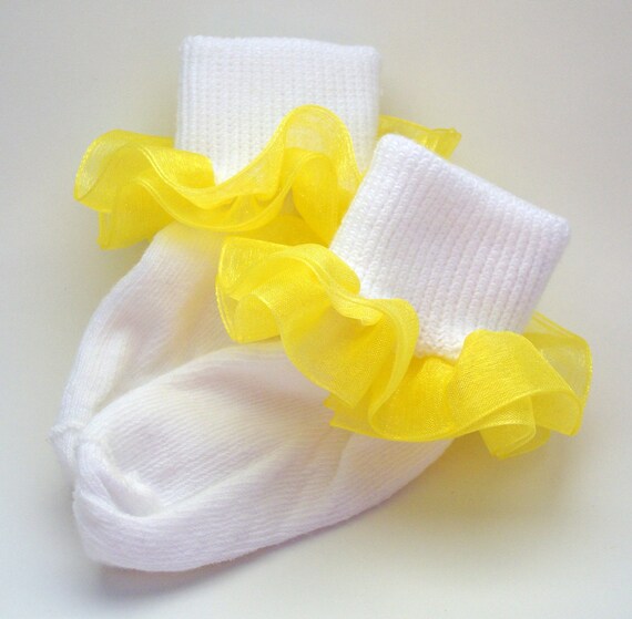 Items similar to Ruffle Socks Sheer organza double layer yellow