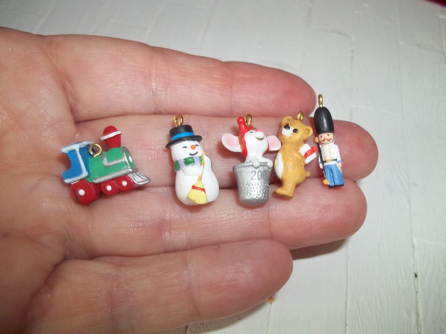 Dollhouse miniature Christmas Ornaments put out by Hallmark