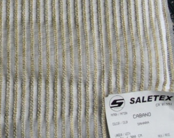 Designer Fabric Sample - Saletex Sheer and Chenille Fabric, Pattern Cabano, Color Sahara