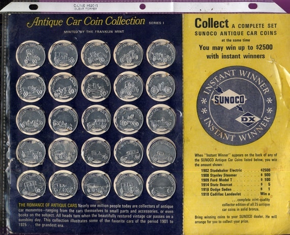 Items similar to 1968 SUNOCO Antique Car Coin Collection FRANKLIN MINT