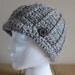 Gray Tweed Hat Crochet with Brim and Button, Winter Hat, Adult Hat, Teen Hat, Mens Hat