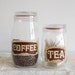 SALE Vintage French Coffee and Tea Glass Storage Jars by Triomphe