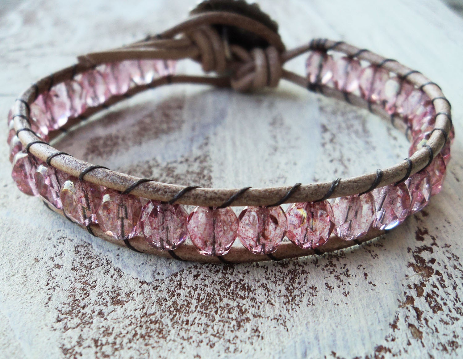 Pink Wrap Bracelet Leather Wrap Bracelet Boho Bracelet