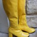 Vintage PVC Vinyl Banana Yellow Mod Style Boots