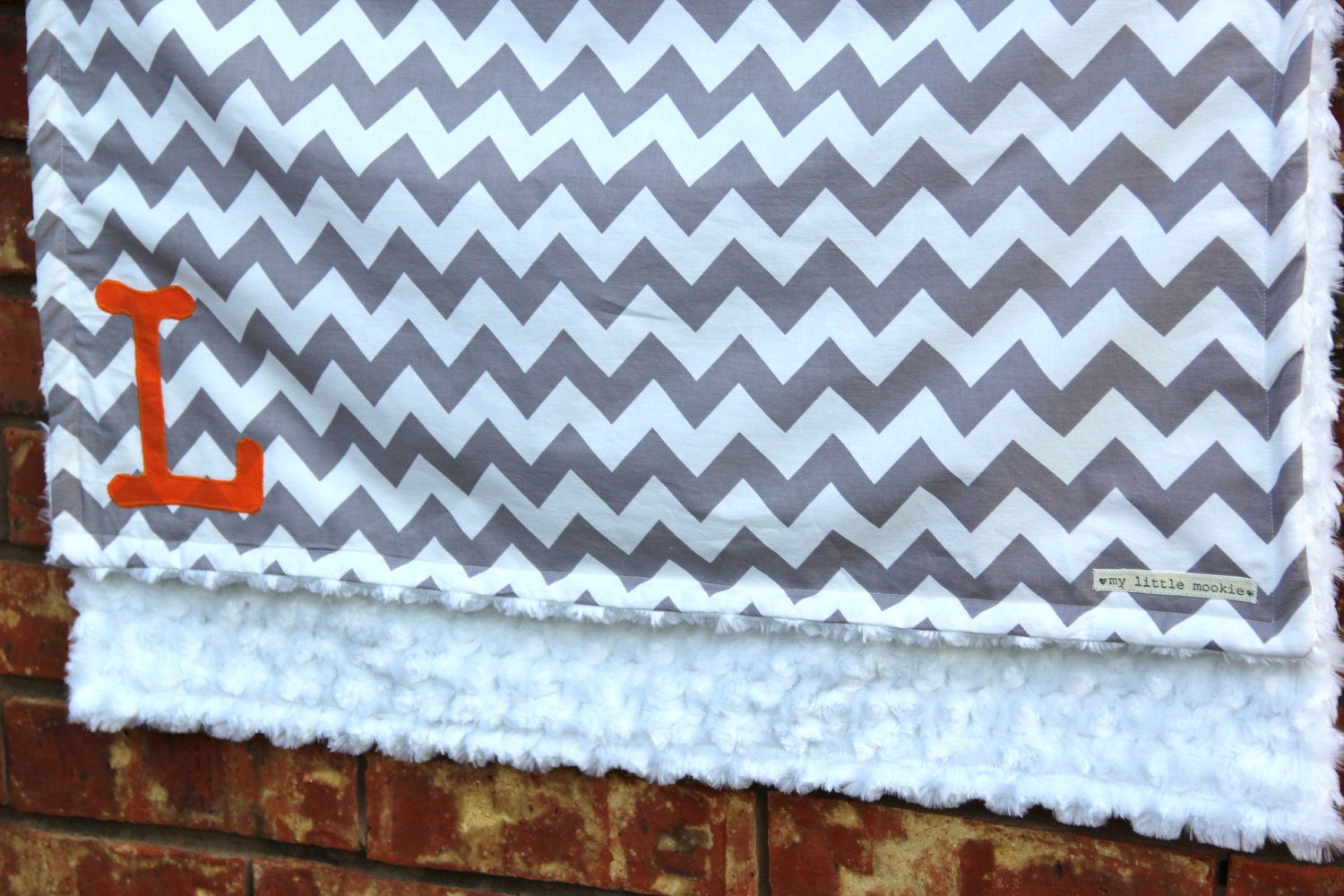 Chevron Blanket With Monogram Grey Chevron and by mylittlemookie