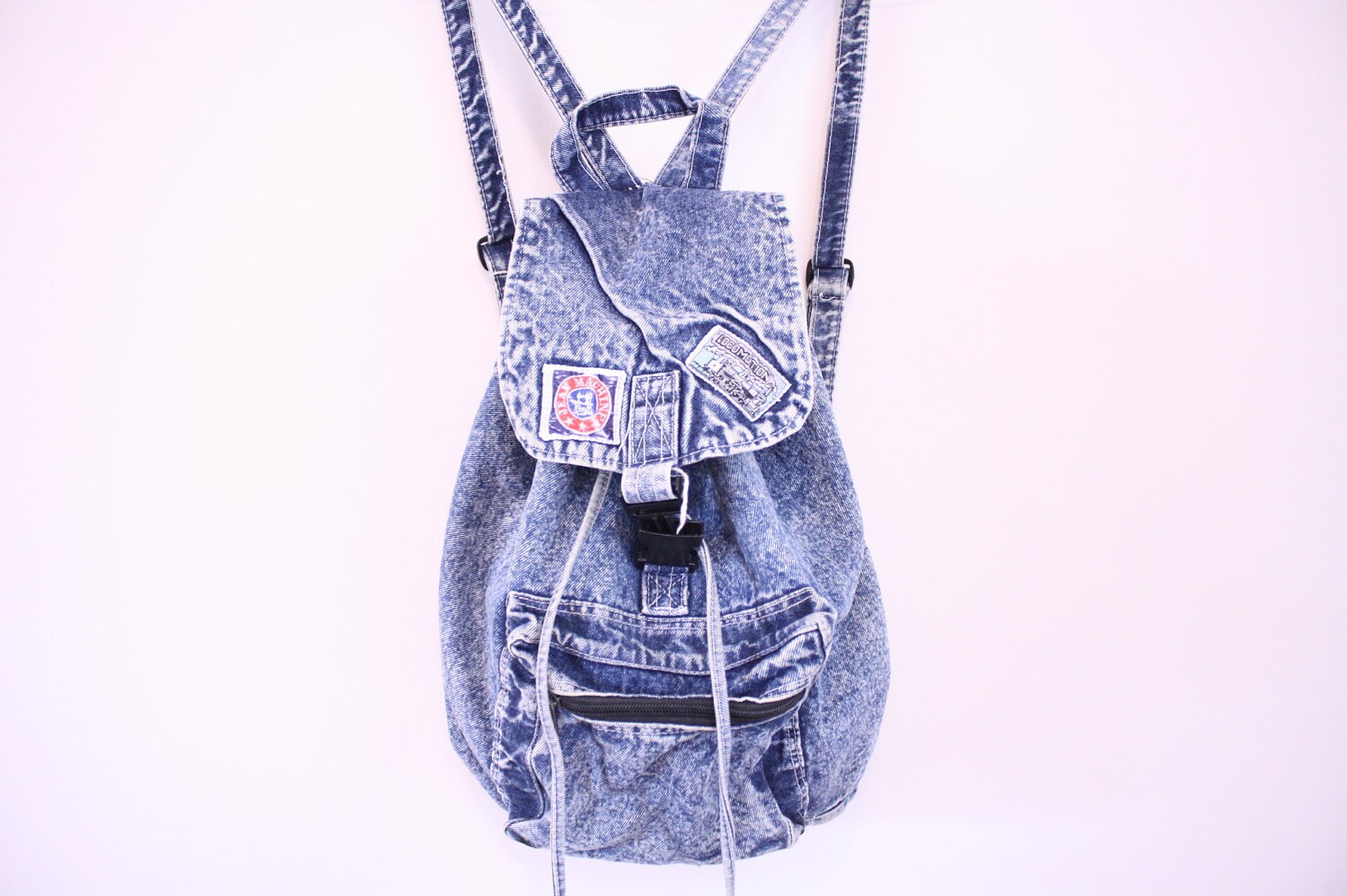 ACID WASH DENIM Slouchy Backpack Unisex