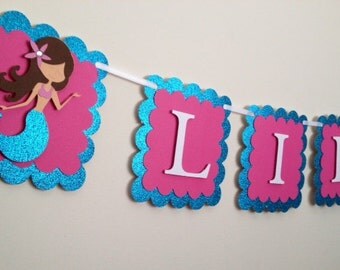 Mermaid Banner, Mermaid Name Banner, Under the sea banner, under the sea name banner, name banner, Mermaid Birthday, Under the sea Birthday