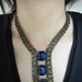 Vintage 1940s Bronze Art Deco Necklace with Sapphire Coloured Stones Unique Elegant