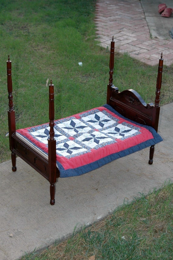 Vintage Mahogany Four Poster Doll Bed REDUCED by goodwillhunting1