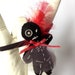 Felt Skelleton Headband kawaii hair accessory - Handmade Lady Skelleton for Halloween black red