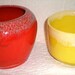 Two Brightly Colored California Pottery Flower Pots